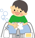 男の子が手洗いをしているイラスト