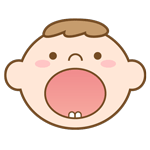 バナナ、トウモロコシ、ジャガイモ、にんじんと赤ちゃんが笑っているイラスト