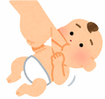 指や手で、赤ちゃんのお口の中をさわっているイラスト