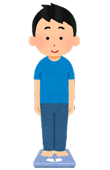 体重計に乗っている男性のイラスト