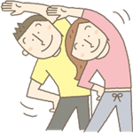 男の人と女の人が体操をしているイラスト