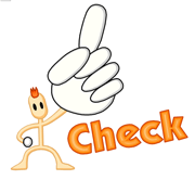人差し指を立てているキャラクターに「check」と書かれているイラスト