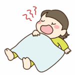 子どもが口を開けていびきをかいているイラスト