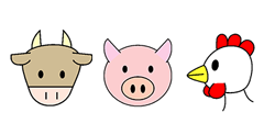 牛と豚と鶏のイラスト