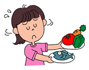 母親が食事を運ぶイラスト