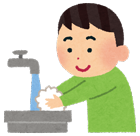 手を洗う男の子のイラスト