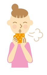 熱い飲み物を飲む女性のイラスト
