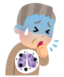 肺炎に苦しむ男性のイラスト