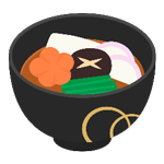 大高菜が入ったお雑煮のイラスト