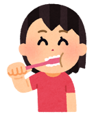 歯磨きをする女の子のイラスト