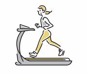 ランニングマシンで運動をしている女性のイラスト